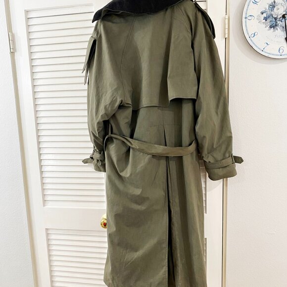 London Fog Mens Trench Coat Army Green Belt Zip Out Fleece Lining Vintage 44 Reg - Picture 4 of 12